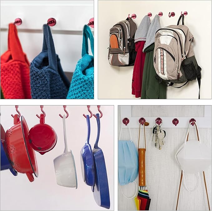 DIYMAG Magnetic Hooks, 30Lbs Strong Heavy Duty Cruise Magnet S-Hook for Classroom, Fridge, Hanging, Cabins, Grill, Kitchen, Garage, Workplace and Office Etc, (20 Pack-Red)