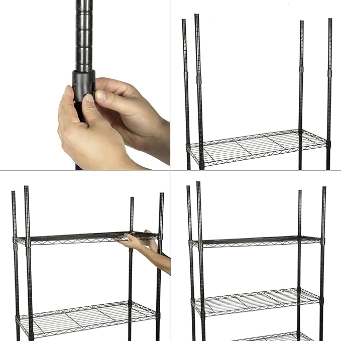 Apoulin 50Pack Wire Shelf Clips - 25 Pairs Wire Shelving Shelf Lock Clips for 1" Post Shelvings
