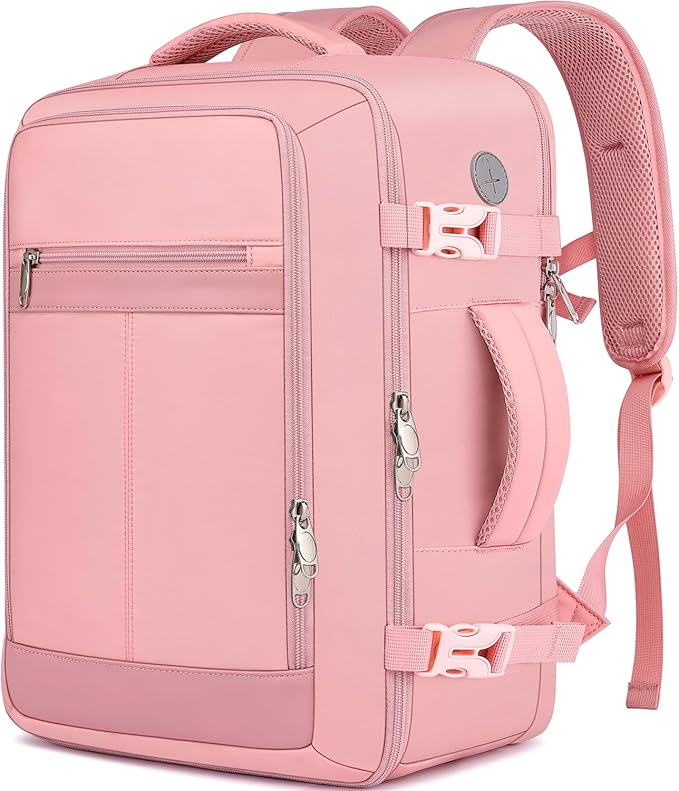 Carry On Backpack for Women,Travel Backpack Flight Approved,Underseat Personal Item Travel Bag With Shoe Compartment, TSA 15.6" Laptop Back Pack Casual Daypack for College Weekender Business,Pink