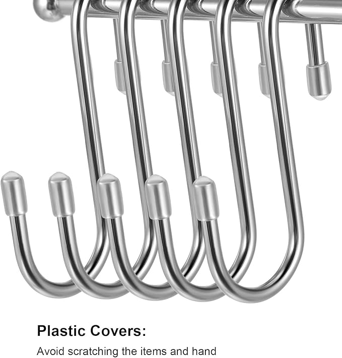 Hotop 36 Pcs Silver S Hooks for Hanging 2.4 Inch Heavy Duty S Shaped Hook Rack Metal Non Slip Hanger for Christmas Tree Stocking Kitchen Pot Utensils Closet Wire Bathroom Bedroom Pan Bag Towel Plant