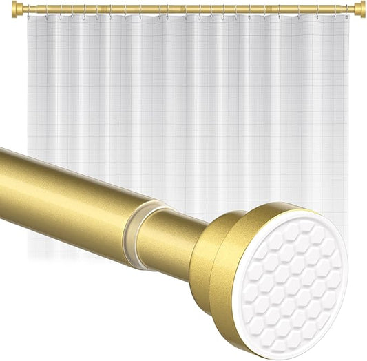 Shower Curtain Rod 45-77 Inch Gold Shower Rod Tension Rod Adjustable Curtain Rod No Drilling Tension Curtain Rod Shower Rods for Bathroom Tension Shower Curtain Rod