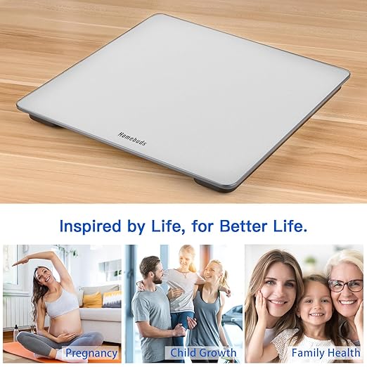 Homebuds Bathroom Scale for Body Weight, Precision 0.1lb by Our Professional Scale Factory Since 2001, Digital Weight Scale LED Display and Step-On, 3*AAA Batteries Included, 400lb/182kg, Silver