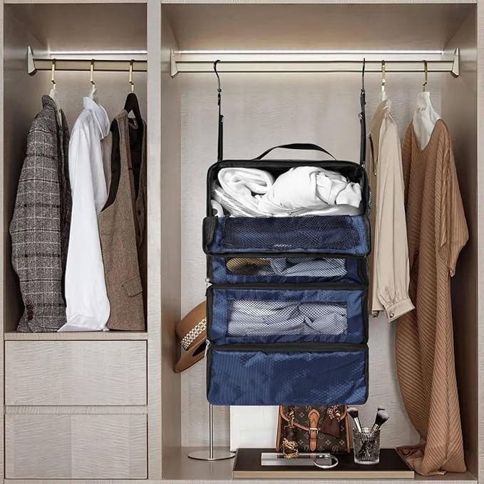 Olosar Suitcase Organizer, Travel Luggage Organizer Portable Hanging Travel Shelves Collapsible Hanging Packing Cubes for Carry on Suitcase