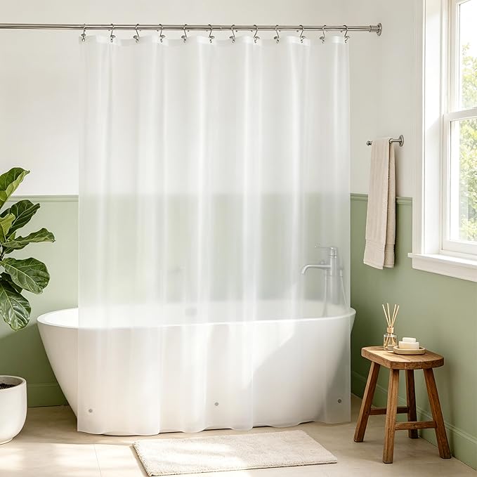 Mrs Awesome Frost Shower Curtain Liner with 3 Magnets, 70x60 Frosted PEVA Shower Liner, Light Weight Plastic Shower Curtain for Bathroom, Waterproof,Frost