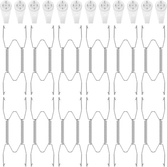 Hotop 12 Pieces Plate Hangers for Wall Stainless Steel Wire Invisible Plate Hangers Heavy Duty Display Holders with 12 Pieces Hooks for Wall Decoration(4-5 Inch,Silver)