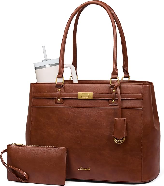 LOVEVOOK Laptop Tote Bag for Women, 17.3 Inch Waterproof Leather Work Computer Bag, Large Business Office Briefcase Shoulder Handbag Purse Gifts for Women