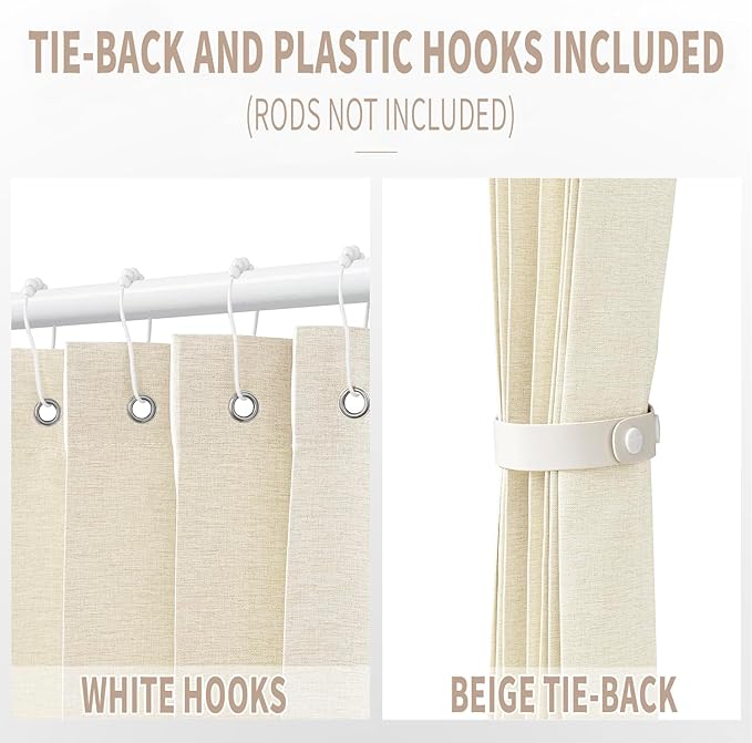Vatge Closet Curtain for Open Closet, Folding Accordion Door Curtains for Closets Without Door, Privacy Curtain for Doorway, 1 Panel with Tieback, W39 x L78, Butter Cream