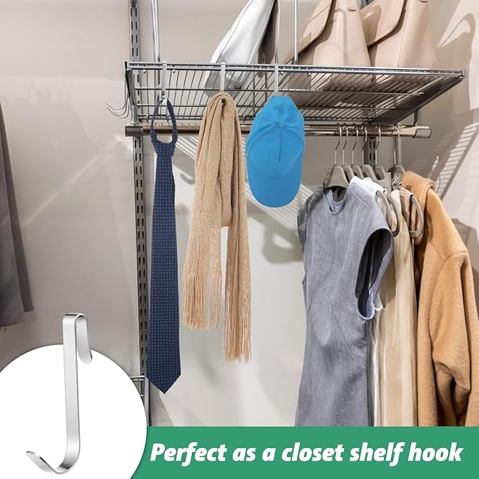 Yaocom 6 Pcs J Hook for Wire Shelving 3.6 Inch Large Heavy Duty Metal Shelf Hooks for Wire Shelves Racks Closet Shelving Accessories