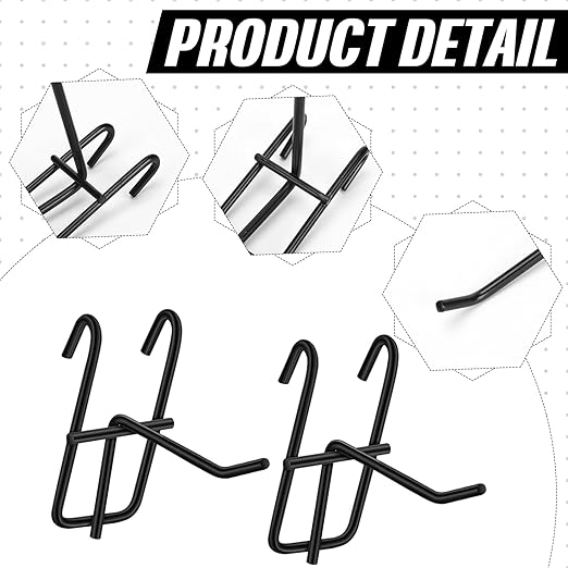 Moxweyeni 2 Inch Grid Wall Hooks 25 Pcs Gridwall Panel Hooks Store Garage Wall Mount Organizers Storage Grid Display Hangers for Retail, Craft Show, Home Setup, Customized Display(Black)