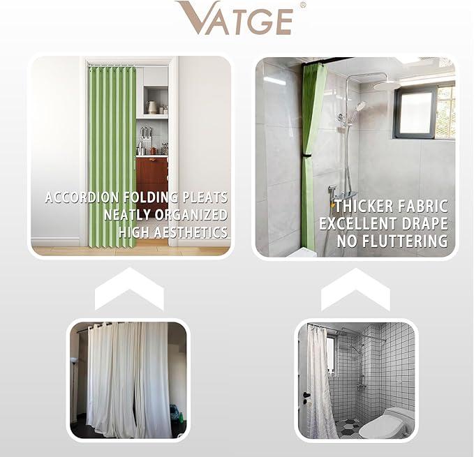 Vatge Closet Curtain for Open Closet - Green Door Curtains for Doorways Accordion Style Door Curtains for Doorway and Folding Closet Door Cover,1 Panel with Tieback, W39 x L78, Green