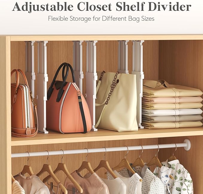 Lifewit 8 Pack 5" High Drawer Dividers for Clothes, 11.5"-18.5" Expandable Dresser Drawer Organizers, Adjustable White Plastic Separators for Kitchen, Cabinet, Nursery, Socks & Underwear Storage