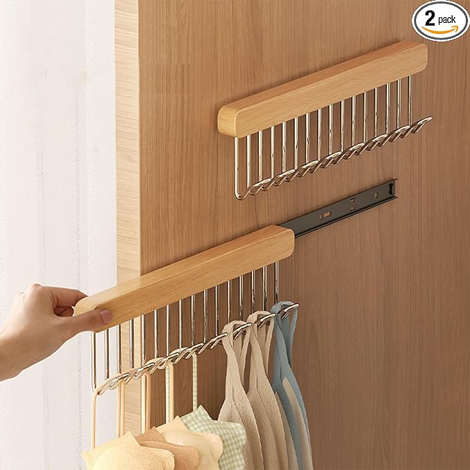 2 pack 12 inch valet rods for closets, extendable and pull-out wardrobe pole for belt hangers,tie hangers,bra organizer, extender hanging rod with metal hooks, closet valet rod slide out
