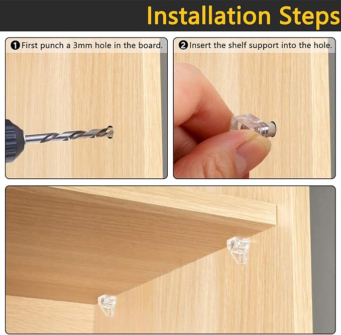 5 Millimeters Shelf Support Peg，Support Cabinet Shelf Pins，Clear Plastic Replacement Peg Cabinet Shelf Supports Pins for Kitchen Furniture Book Shelves Shelf Holder Locking Pins (20 Pieces)