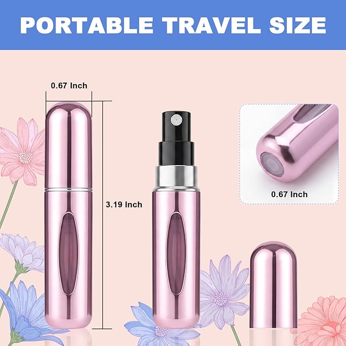 8 Pack Perfume Travel Refillable Bottle, Perfume Atomizer Bottle, Refill Pump Case Spray Bottles for Men and Women (5ml, 8Pack)