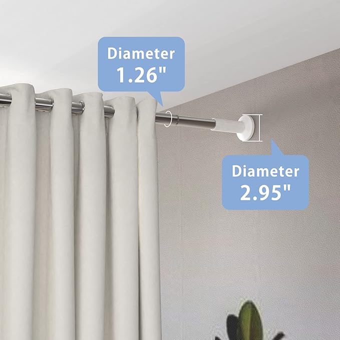 Umimile Tension Curtain Rod, 51-126 inch Adjustable Spring Shower Tension Curtain Rod, Stainless Steel Closet Rod for Windows or Shower, No Drilling, No Rust, Easy to Install