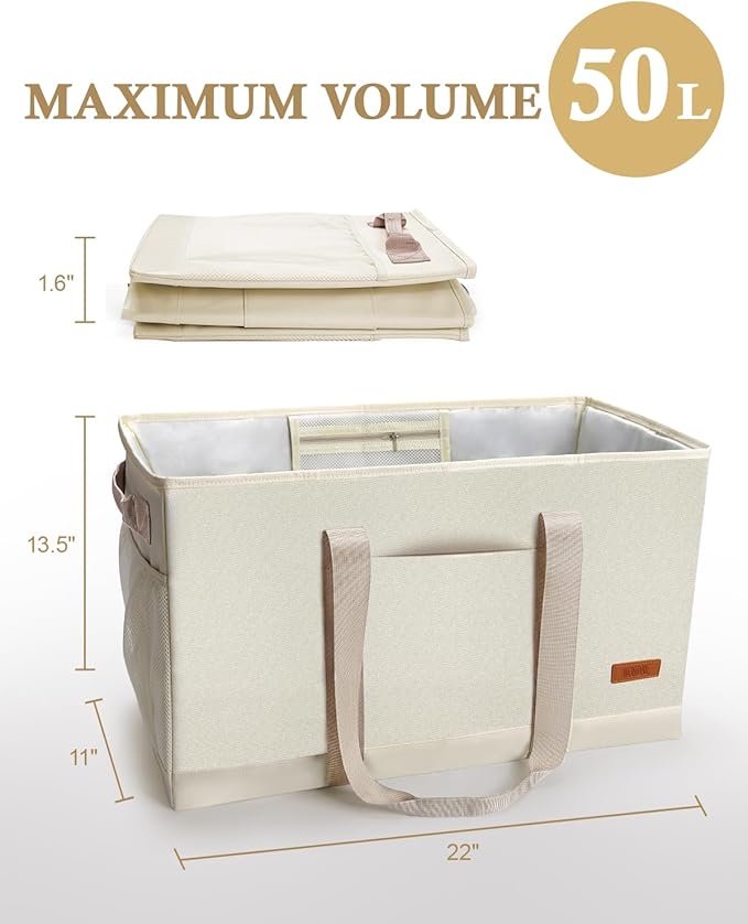 WONDAY Extra Large Utility Tote Bag - Standing Reusable Grocery Bag with Handle, Collapsible Storage for Shopping, Beach