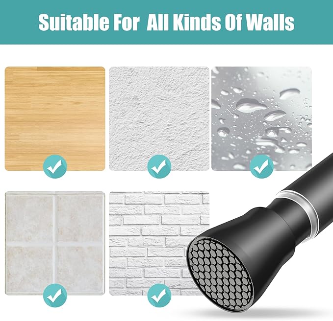 AIZESI Black Shower Curtain Rod 43 to 73 Inch Spring Tension Curtain Rod, Never Rust, Curtain Rods No Drilling, Adjustable Curtain Rods for Window, Bathroom, Kitchen, Doorway