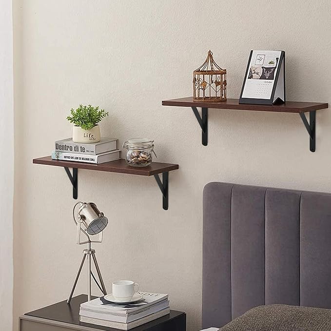 16 Pack L14 x H 10" Black Heavy Duty Shelf Brackets with Screws Metal Shelf Brackets Shelf Support Angle Brackets for Shelves L Brackets Heavy Duty Floating Shelf