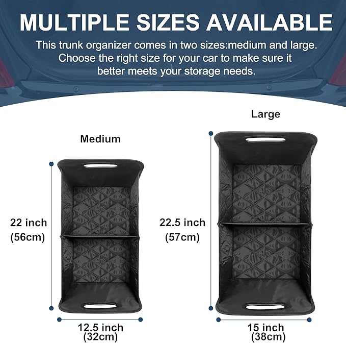 Deosk Car Trunk Organizer for SUV, Car Organizers and Storage with Reinforced Handles, Car Accessories for Women/Men 70L Waterproof Polyester Trunk Organizer(Large, Navy Blue)