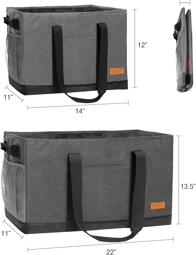 WONDAY Extra Large Utility Tote Bag - Standing Reusable Grocery Bag with Handle, Collapsible Storage for Shopping, Beach