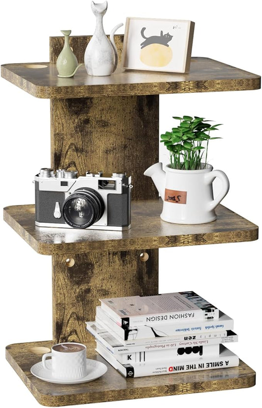 WALI Floating TV Shelf, 3 Tier Projector Shelf for DVD Player, Routers, Game Console, Cable Boxes, Living Room Decor Accessories, Wall Mount Shelves Holds Up to 22lbs(CS303NC), 3-Shelf, Vintage Brown