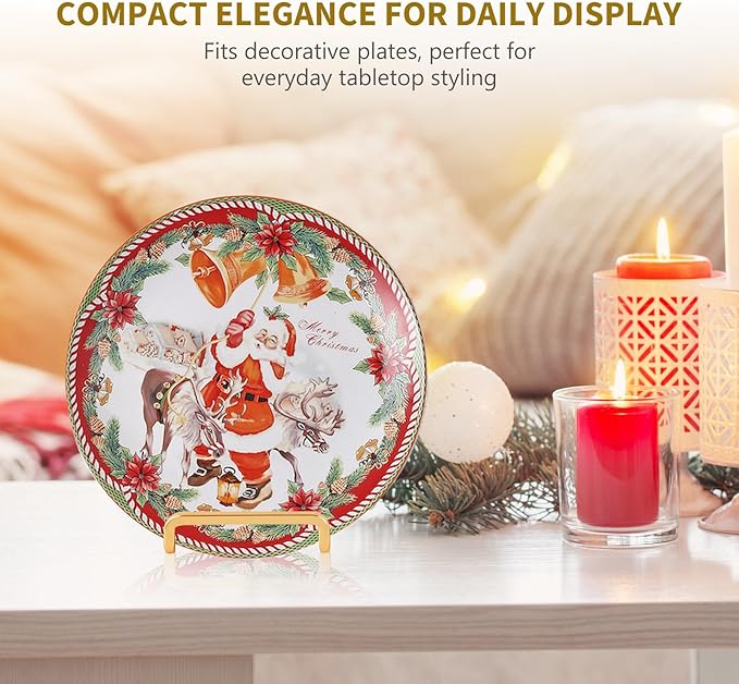 Plate Holder Easel Display Stand - 4.5 inch Metal Plate Stands for Display - Tabletop Picture Stand - Gold Iron Easels for Display Pictures | Photo Frames | Book | Decorative Plates | Plaque - 3 Pack