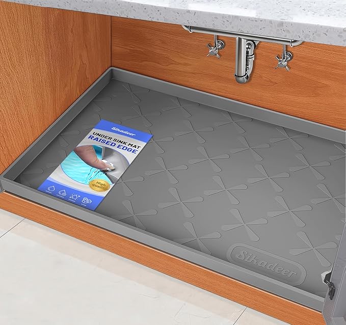 SIKADEER 34" x 19" Under Sink Mat Waterproof , Silicone Mat Kitchen Drawer Shelf and Cabinet Liner, Sink Protector for Bathroom Organizers and Storage, Boot Tray Pet Food Mats