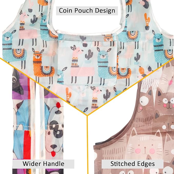 Grocery Reusable Shopping Bags, 4 Pack 50Lbs Foldable Large Washable Market Bags, Compact For Easy Storage, Light Weight Sturdy Cloth Bags For Storage Gifts For Women