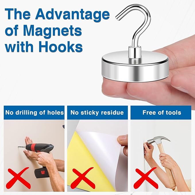 LOVIMAG Magnetic Hooks, 170lbs+ Strong Magnetic Hooks for Cruise Cabins Heavy Duty, Cruise Ship Essentials 2026, Refrigerator Magnets for Fridge, Hanging, Classroom Must Haves, Grills -25 Pack