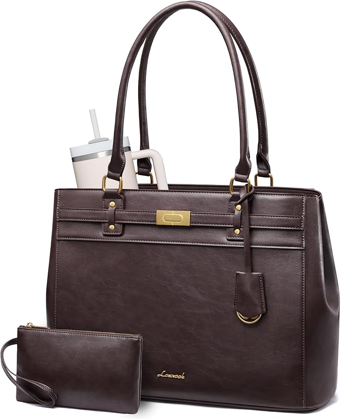 LOVEVOOK Laptop Tote Bag for Women, 15.6 Inch Waterproof Leather Work Computer Bag, Large Business Office Briefcase Shoulder Handbag Purse Gifts for Women