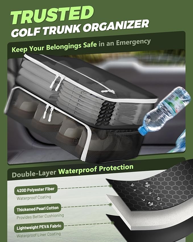 BRANTMAKER Golf Trunk Organizer, Golf Accessories for Men/Women to Storage Stuff and Gear, Cool Gifts for Golfers, Dad, Him/Her, Birthday or Father’s Day