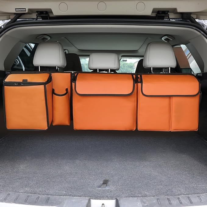 Deluxe Leather Trunk and Backseat Organizer for Car SUVs & RVs, Detachable Storage Modules with Built-in Cooler, Patent Pending