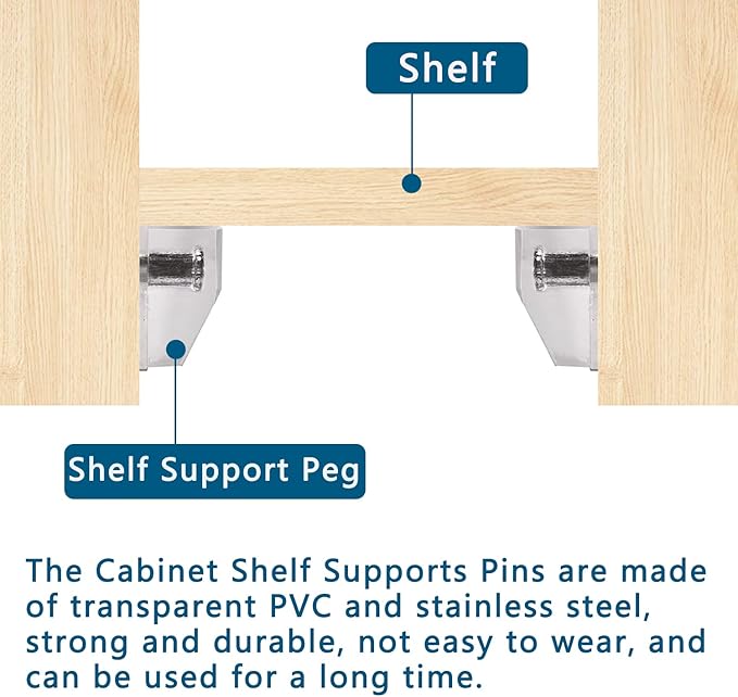 3 Millimeters or 1/8 Inch Shelf Support Peg，Support Cabinet Shelf Pins，Clear Plastic Replacement Peg Cabinet Shelf Supports Pins Shelf Holder Locking Pins (50 Pieces)