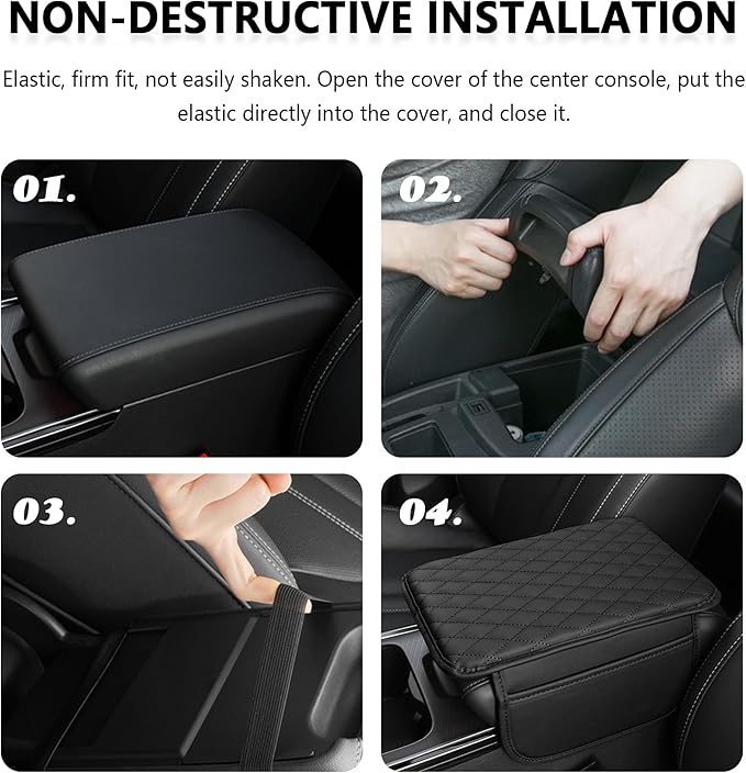 Stacool Upgraded Car Center Console Cover,Microfiber Leather Car Armrest Cover Cushion with 2 Storage Bags,Universal Car Armrest Storage Box (Pink)