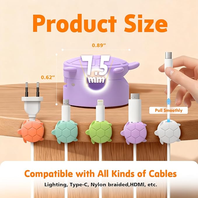 Lancord 8 Pack Rotatable Cable Clips, Cord Organizer Spring Clip Cord Holder for Nightstand Cable Holders for Cords Charging Cable Organizers Cable Management for Desk Office Car Wall (Multicolor)