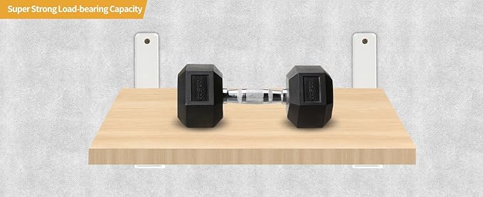 16 Pack - L 6" x H 4" x W1.5, 5mm Thick White L Shelf Bracket, Iron Shelf Brackets, Metal Shelf Brackets, Floating Shelf, Shelf Supports with Screws