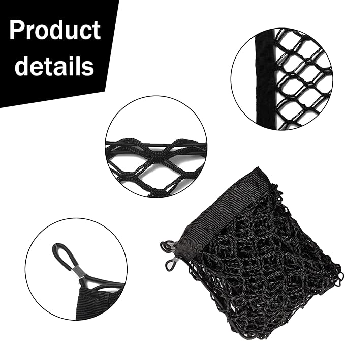 Amiss Cargo Net Stretchable. Adjustable Elastic Trunk Storage Net with Hook for SUVs, Cars and Trucks, Car Exterior Accessories (43.3x15.8 Inch)