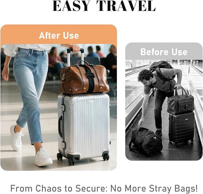 Multi Use Strong Adjustable Luggage Connector Straps for Suitcases,2 Pack Flexible Luggage Accessories Elastic Fastening Bag Strap (Black)