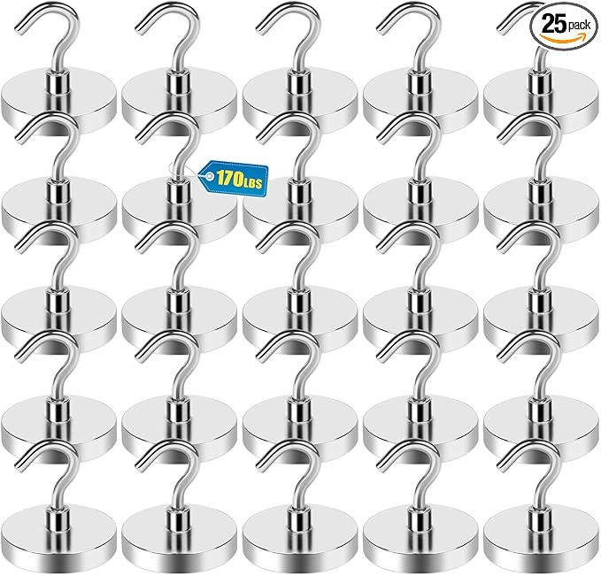 LOVIMAG Magnetic Hooks, 170lbs+ Strong Magnetic Hooks for Cruise Cabins Heavy Duty, Cruise Ship Essentials 2026, Refrigerator Magnets for Fridge, Hanging, Classroom Must Haves, Grills -25 Pack