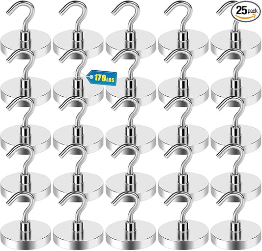 LOVIMAG Magnetic Hooks, 170lbs+ Strong Magnetic Hooks for Cruise Cabins Heavy Duty, Cruise Ship Essentials 2026, Refrigerator Magnets for Fridge, Hanging, Classroom Must Haves, Grills -25 Pack