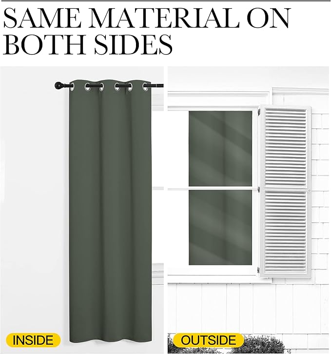 NICETOWN Blackout Curtain for Living Room 86 inch Long, 1 Panel, Dark Mallard, W55 x L86, Grommet Thermal Insulated Room Darkening Sound Proof Curtain for Bedroom/Kids Room