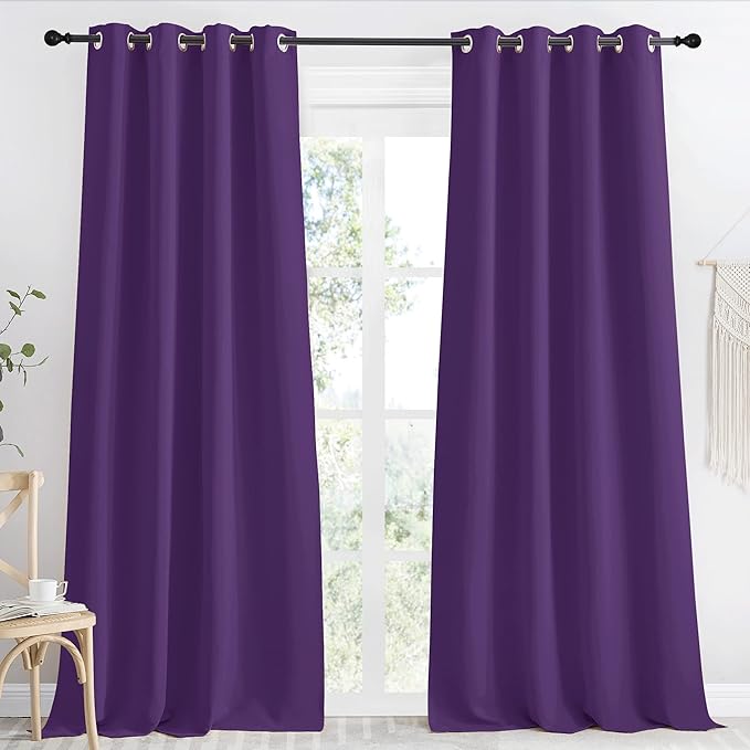 NICETOWN Royal Purple Blackout Curtain 118 inch Long, W55 x L118, 1 Panel, Thermal Insulated Window Treatment with Grommet Room Darkening Thermal Insulated Panel for Bedroom/Living Room