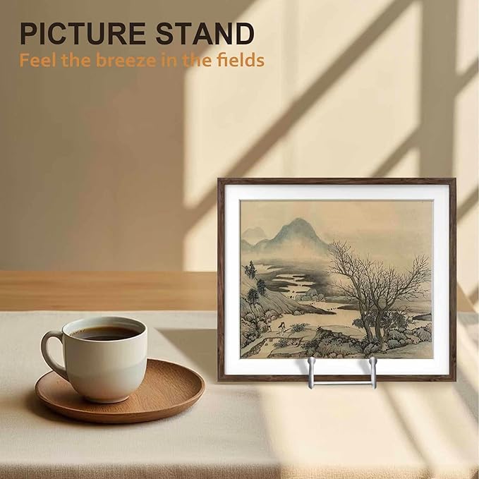 Hoewina Plate Stands for Display, Plate Holder Display Stands, Metal Frame holder stand for Book, Picture, Decorative Plate, Photo and Platter, Tabletop Art (8IN 5PCS-Silver)