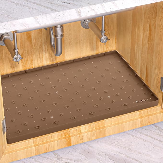 Sdpeia Under Sink Mat 22"×14" Waterproof Silicone Cabinet Liner & Sink Protector for Kitchen & Bathroom, Multi-Purpose Organizers Tray for Pets, Laundry, Cat Litter Mat