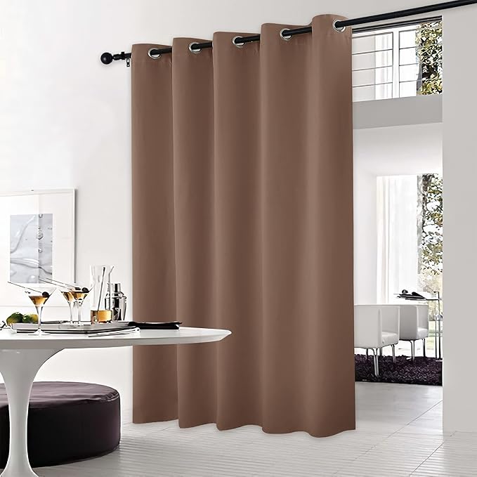 NICETOWN Blackout Blinds for Patio Door, Sliding Door Insulated Blackout Curtains, Extra Wide Curtain with Grommet Top for Villa/Hall/Parlor (Cappuccino, 70 inches W x 84 inches L)