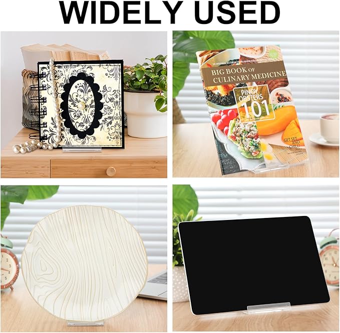 12 Pack Acrylic Book Stand for Display Adjustable Clear Display Holder Easel Collector Stand for Home Office Back to School Comic Album CD Magazine Postcard Artworks (5.91 x 6.1 x 3.15 Inch)