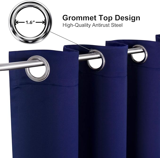 ChrisDowa Blackout Curtains 72 inches Long for Bedroom - Grommet Thermal Insulated Room Darkening Curtains for Living Room (1 Panel, Navy Blue, 42 x 72 Inch)