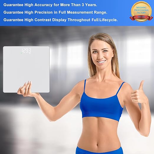 Homebuds Bathroom Scale for Body Weight, Precision 0.1lb by Our Professional Scale Factory Since 2001, Digital Weight Scale LED Display and Step-On, 3*AAA Batteries Included, 400lb/182kg, Silver