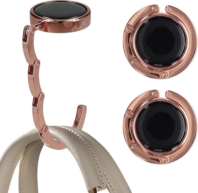 kwmobile Purse Hook for Table - Set of 2 Purse Holder - Folding Handbag Hanger - Portable Bag Holder - Bag Hooks for Desk - Table Hook Copper