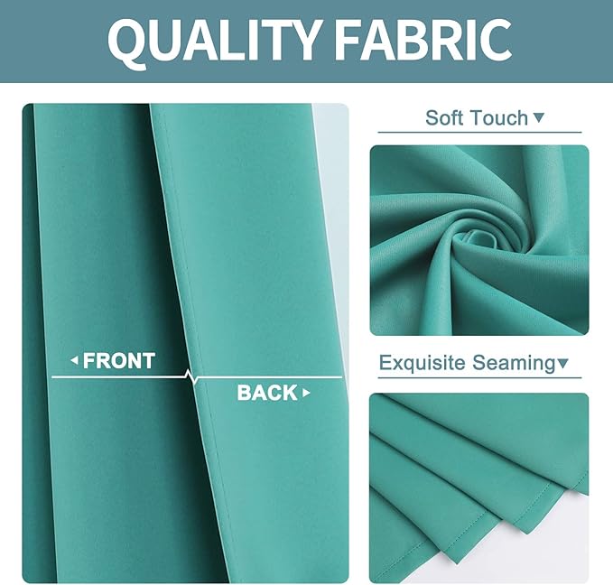 ChrisDowa Grommet Blackout Curtains for Bedroom - Thermal Insulated Room Darkening Curtains for Living Room (1 Panel Set, Teal, 52W x 45L)
